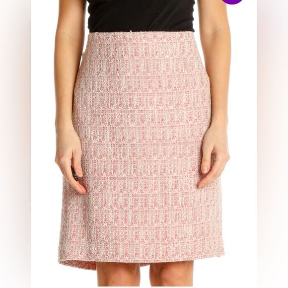 Talbots Pink and Beige Tweed A line Skirt Size 2 - Picture 2 of 11